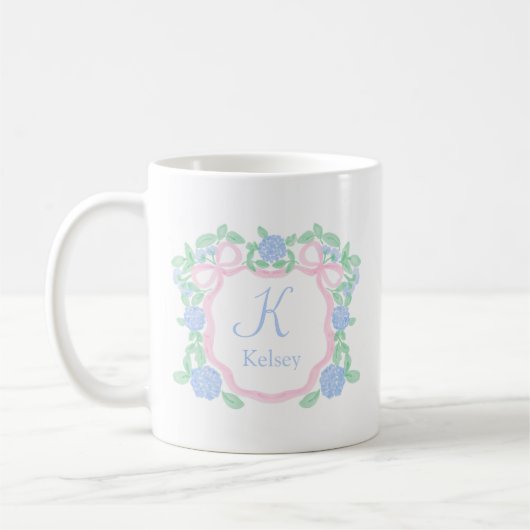 Preppy Grandmillennial Gepersonaliseerde Monogram  Koffiemok (Links)