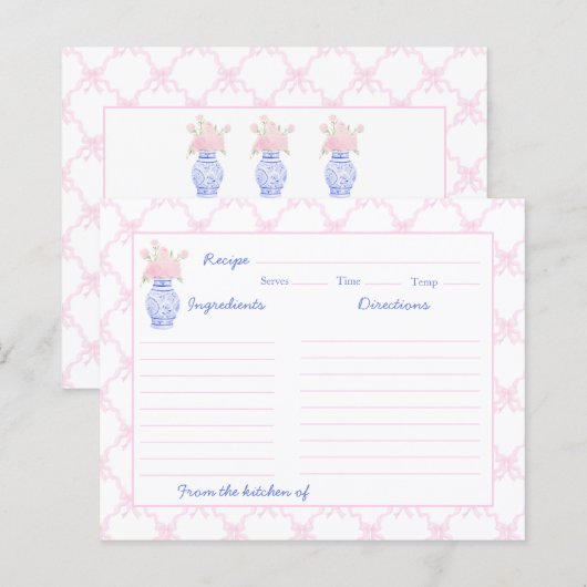 Preppy Grandmillennial Ginger Jar Bow Recept Kaart (Voorkant / Achterkant)