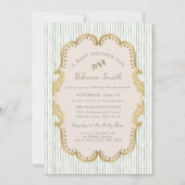 Preppy Grandmillennial Green Frame Baby Shower Kaart (Voorkant)