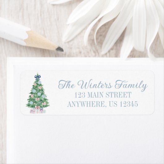Preppy Grandmillennial Kerstboom Etiket (Insitu)