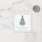 Preppy Grandmillennial Kerstboom Notitiekaartje (Voorkant / Achterkant in situ)