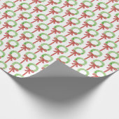 Preppy Grandmillennial Kerstkrans Tartan Bow Cadeaupapier (Hoek)