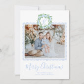 Preppy Grandmillennial Krans Monogram Feestdagenkaart (Voorkant)