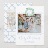 Preppy Grandmillennial Krans Monogram Feestdagenkaart (Voorkant / Achterkant)