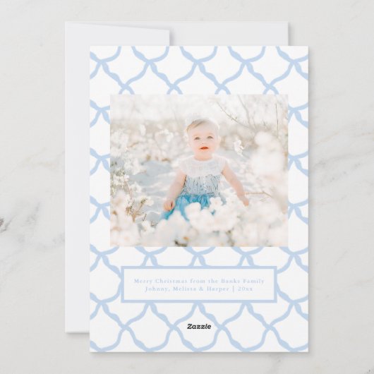 Preppy Grandmillennial Krans Monogram Feestdagenkaart (Achterkant)