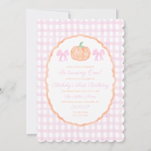 Preppy Grandmillennial Onze Kleine Pompoen  Kaart (Voorkant)