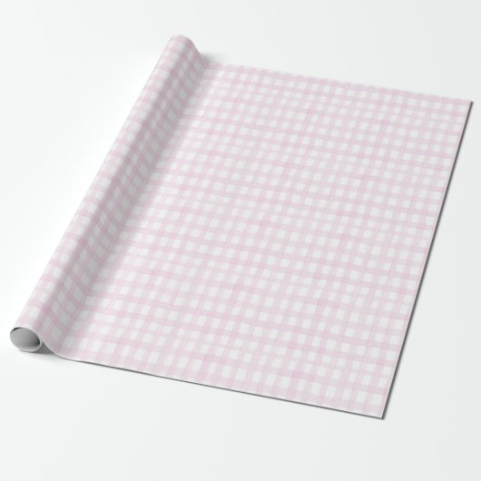 Preppy Grandmillennial Pink Gingham Cadeaupapier (Uitgerold)