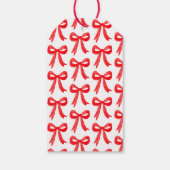 Preppy Grandmillennial Red Bows Garland Santa Cadeaulabel (Achterkant)