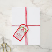 Preppy Grandmillennial Red Bows Garland Santa Cadeaulabel (Met Touw)