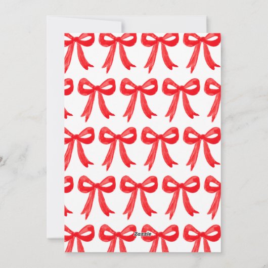 Preppy Grandmillennial Rode Bogen Lint Slag  Feestdagenkaart (Achterkant)