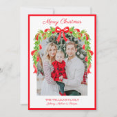 Preppy Grandmillennial Rode Bogen Lint Slinger  Feestdagenkaart (Voorkant)