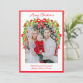 Preppy Grandmillennial Rode Bogen Lint Slinger  Feestdagenkaart (Staand voorkant)