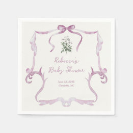 Preppy Grandmillennial Roze Meisje Baby Shower Servet