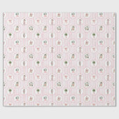 Preppy Grandmillennial Roze Notenkraker Kerstmis Cadeaupapier (Vlak)