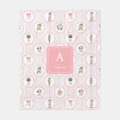 Preppy Grandmillennial Roze Notenkraker Kerstmis Fleece Deken (Voorkant)