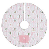 Preppy Grandmillennial Roze Notenkraker Kerstmis Kerstboom Rok (Voorkant)