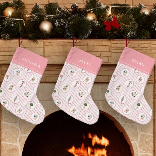 Preppy Grandmillennial Roze Notenkraker Kerstmis Kleine Kerstsok
