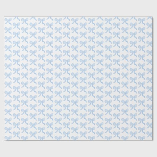 Preppy Grandmillennial Waterverf Blue Bows Cadeaupapier (Vlak)