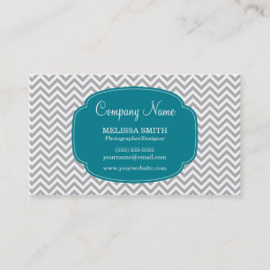 Preppy Gray Blauwgroen Blue Chevron Pattern Visitekaartje