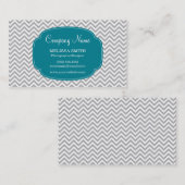 Preppy Gray Blauwgroen Blue Chevron Pattern Visitekaartje (Voorkant / Achterkant)