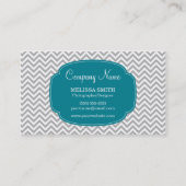 Preppy Gray Blauwgroen Blue Chevron Pattern Visitekaartje (Voorkant)
