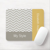 Preppy Gray Chevron Yellow Geometric met naam Muismat (Met muis)