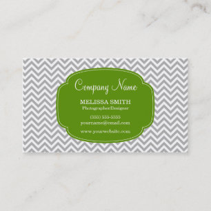 Preppy Gray Green Chevron Pattern Visitekaartje