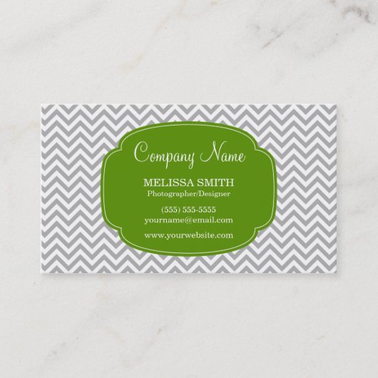 Preppy Gray Green Chevron Pattern Visitekaartje (Voorkant)