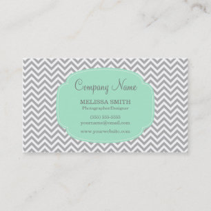 Preppy Gray Mint Chevron Visitekaartje