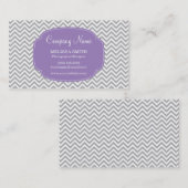 Preppy Gray Soft Paarse Chevron Pattern Visitekaartje (Voorkant / Achterkant)