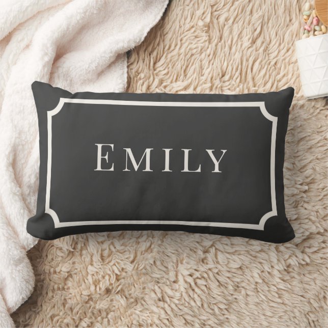 Preppy Gray & White Name Dorm Pillow Kussen (Deken)