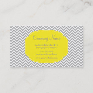 Preppy Gray Yellow Chevron Visitekaartje