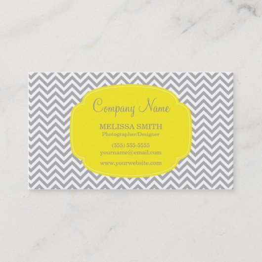 Preppy Gray Yellow Chevron Visitekaartje (Voorkant)