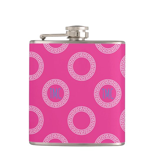 Preppy Greek Key Circles Sorority INITIALEN Colleg Heupfles (Voorkant)