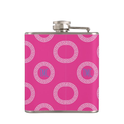 Preppy Greek Key Circles Sorority INITIALEN Colleg Heupfles (Achterkant)