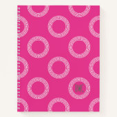 Preppy Greek Key Circles Sorority Initialen Roze Notitieboek (Voorkant)