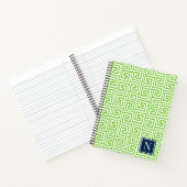 Preppy Greek Key Monogram – Lime Green & Navy Notitieboek (Binnen)