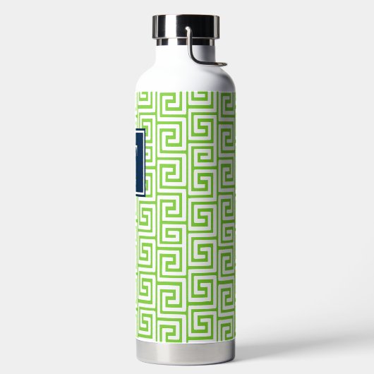 Preppy Greek Key Monogram - Lime Green & Navy Waterfles (Links)