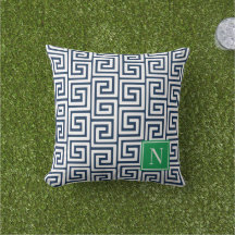 Preppy Greek Key Monogram – Navy & Green