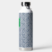 Preppy Greek Key Monogram - Navy & Green Waterfles (Links)