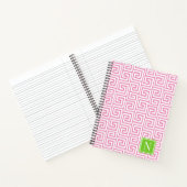 Preppy Greek Key Monogram – Pink & Lime Notitieboek (Binnen)