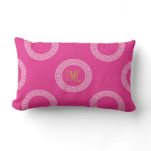 Preppy Greek Key Ring Pink White Monogram Initiale