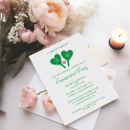 Preppy Green and Pink Pickleball Engagement Party Kaart