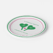 Preppy Green and Pink Wedding Pickleball Papieren Bordje (Gekanteld)