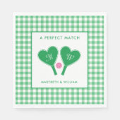 Preppy Green and Pink Wedding Pickleball Servet (Voorkant)