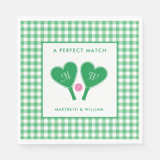 Preppy Green and Pink Wedding Pickleball Servet (Voorkant)