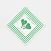 Preppy Green and Pink Wedding Pickleball Servet (Hoek)