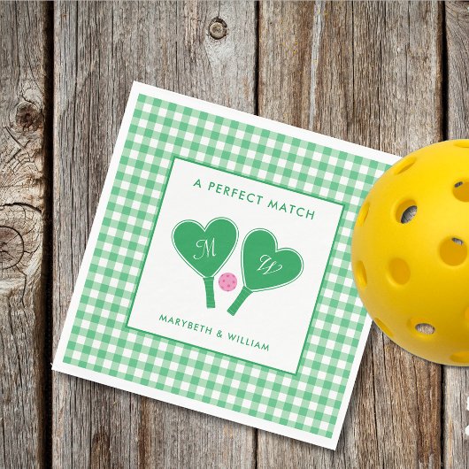 Preppy Green and Pink Wedding Pickleball Servet