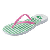 Preppy Green and Pink Wedding Pickleball Teenslippers (Schuin)