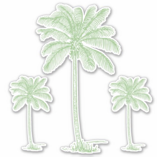 Preppy Green Coastal Palmetto Palmbomen Sticker (Voorkant)